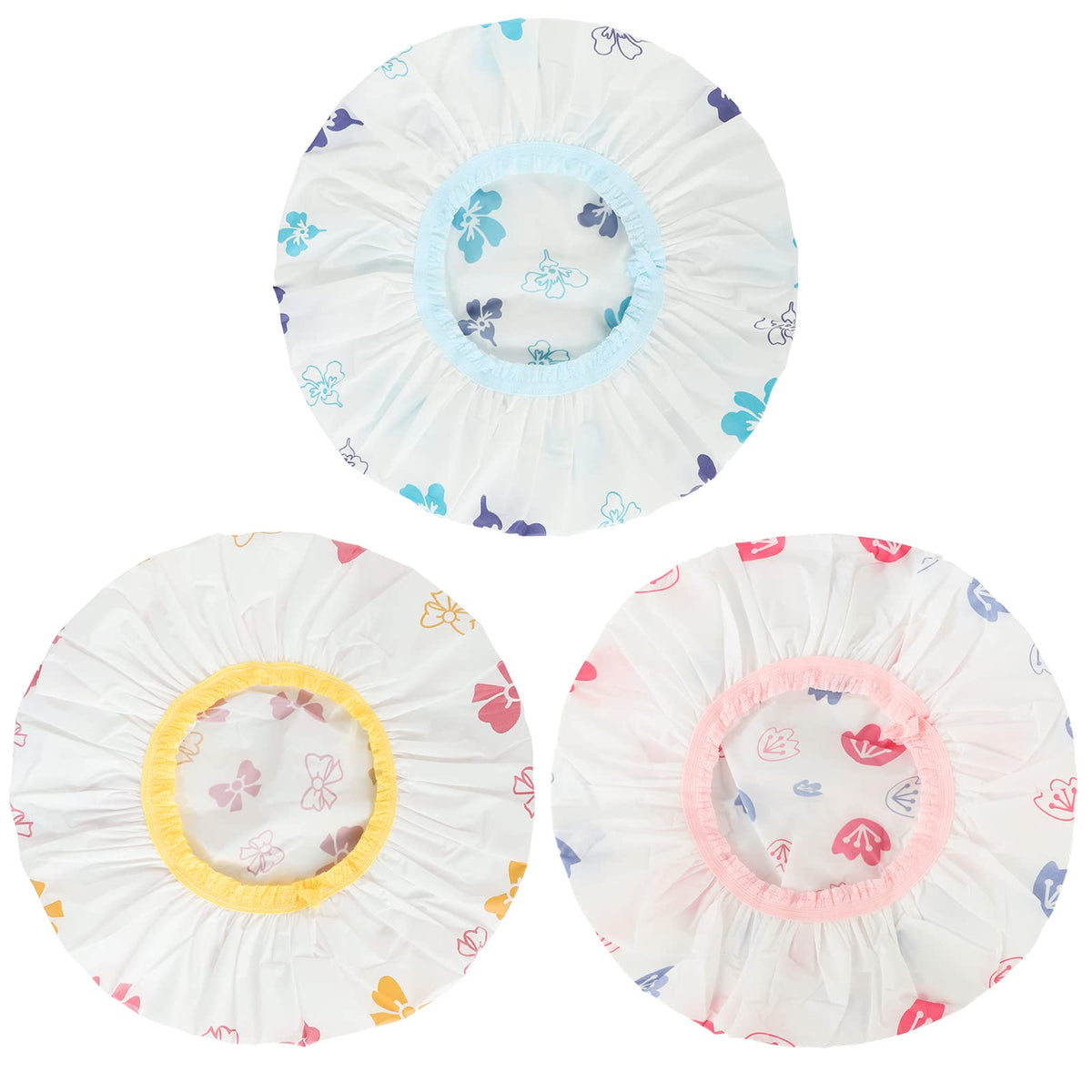 Shower Cap, 3 Pcs Waterproof Reusable Shower Caps Bath Hair Hat