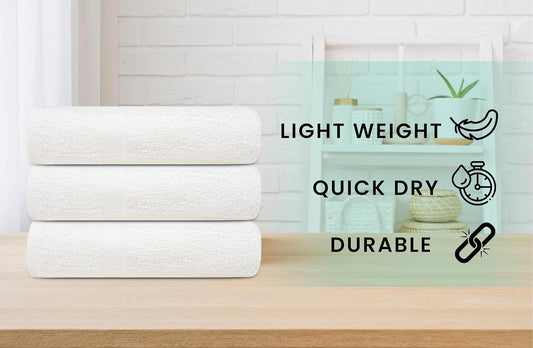ZUPERIA White Bath Towels Bulk 12 Pack (24 x 48 Inches) - 100% Cotton Economy Light Weight Towels for Commercial Use - Quick Dry, Ultra-Soft, and Absorbent Bulk Towels