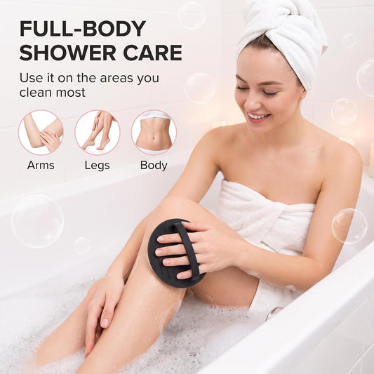 Soft Rubber Shower Scrubber, 2026 New Gentle Exfoliating Bath Glove,