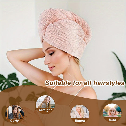 Soft Microfiber Hair Drying Towel Wrap, 5 Pack Elastic Hair