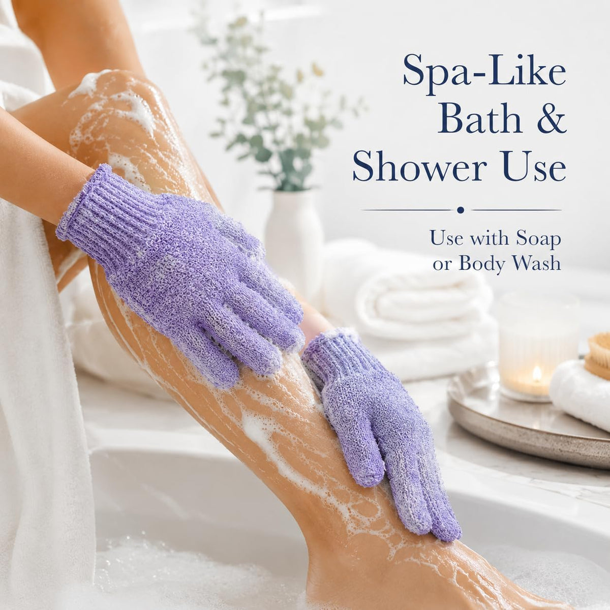 ATB 4 Pairs Exfoliating Gloves - Premium Body Scrub Wash Mitts for Bath, Shower & Self Tanner Prep - Luxury Spa Exfoliation Wash Gloves for Dead Skin Removal, Self-Tan Prep & Smooth Skin, Men & Women