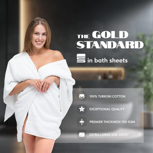 White Classic Luxury White Bath Sheets 2 Pack - Extra Large 35x70, 700 GSM