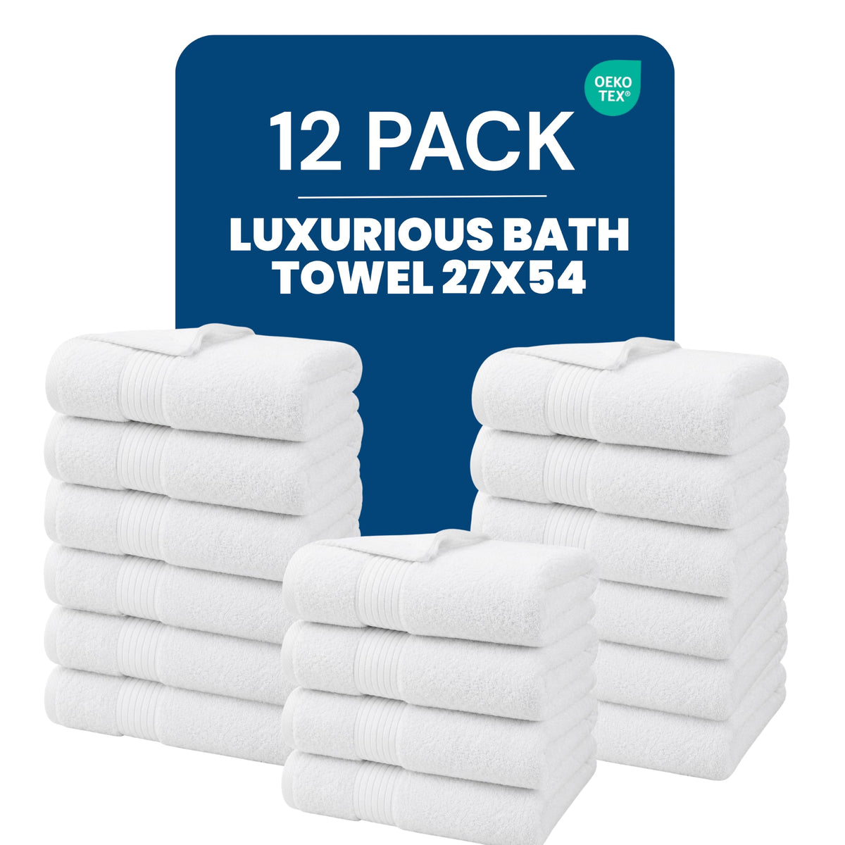 Utopia Towels Luxurious Bath Towels Set, 27x54 in, 4 Pack, Soft, White