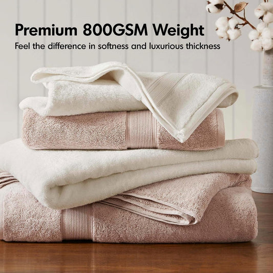 Madison Park 800GSM 100% Cotton Bathroom Bath Towel Set of 8, Cream