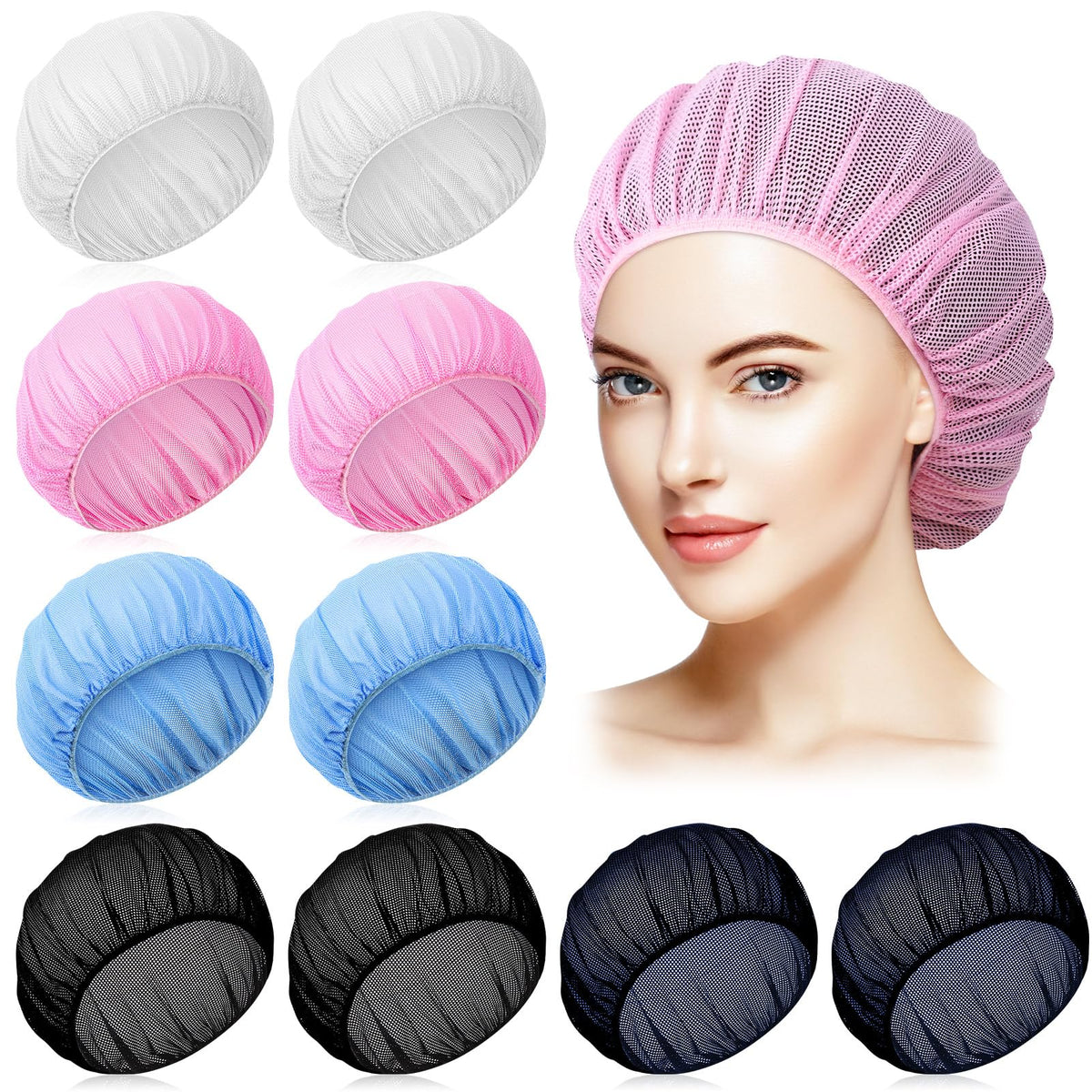 10 Pcs Hair Net for Sleep Night Curly Hair Nets Black
