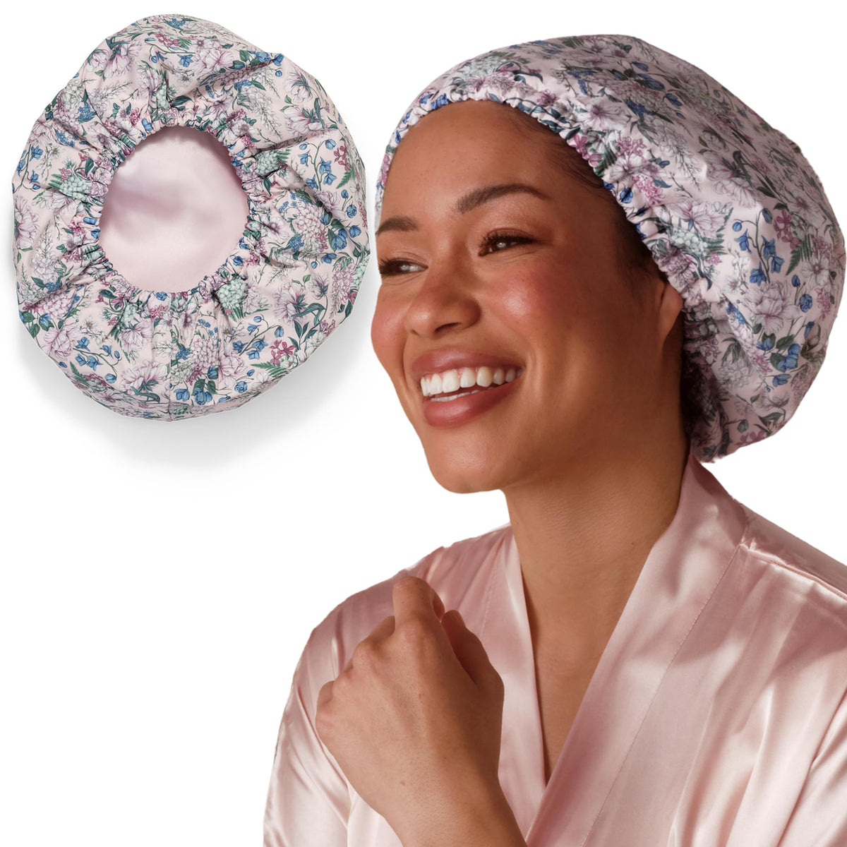 Kitsch Luxury Large Shower Cap for Women - Blush Dot
