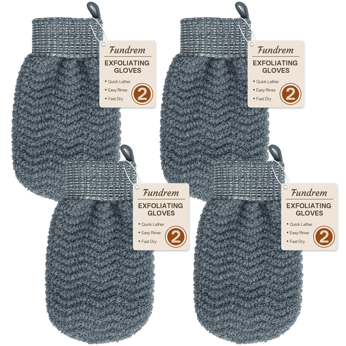 Exfoliating Gloves 2 Pack, Wave Texture Exfoliating Mitt for Dead Skin Remover, Body Scrub Gloves for Bath Shower, Korean Exfoliating Mitt, Loofah Alternative Body Scrubber for Women & Men