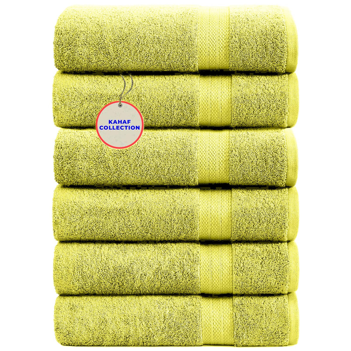 KAHAF COLLECTION 100% Cotton Bath Towels, 24x48 Pack of 6 Towels, Quick Dry, Highly Absorbent, Soft Feel Towel, Gym, Spa, Bathroom, Shower, Pool, Luxury Soft Towels (Grey, 24x48-6 Pack)
