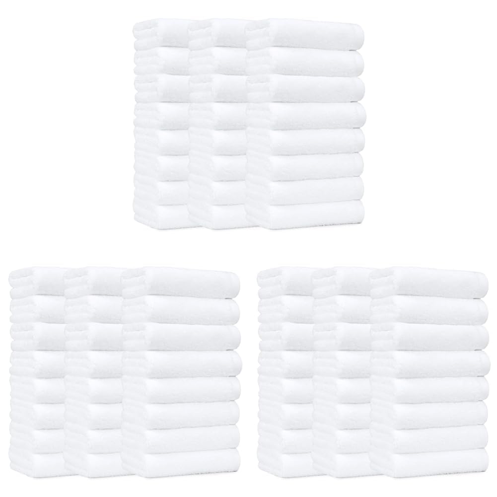 Amazon Basics Soft and Thick Cotton Hand Towels for Bath, Kitchen, Gym, 16 x 26 in, White, 12-Pack