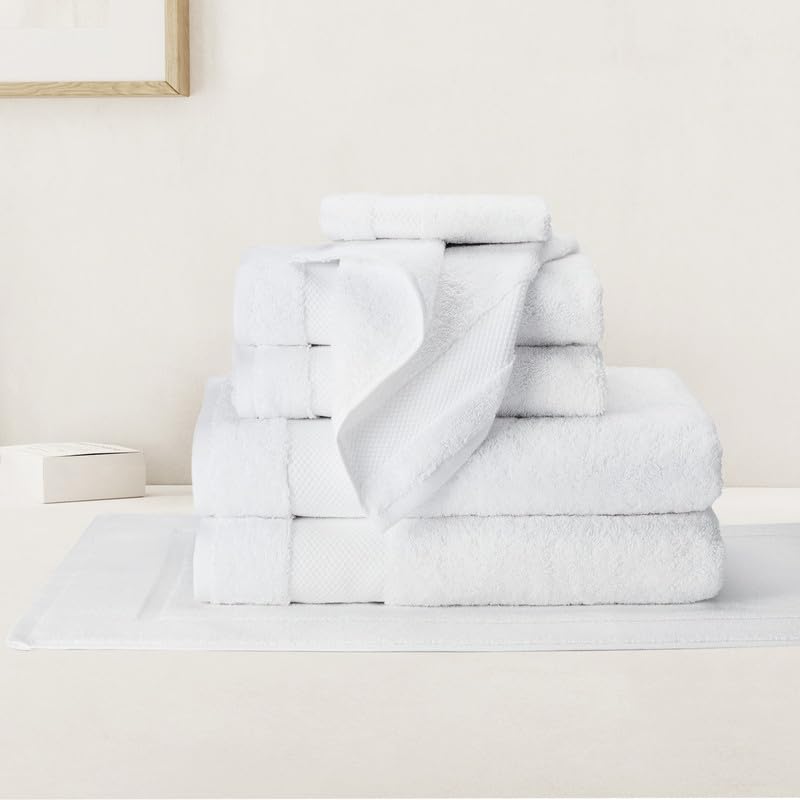 BIOWEAVES 100% Organic Cotton 700 GSM Plush Bath Towels 30" x 58" GOTS Certified - White, Pack of 2