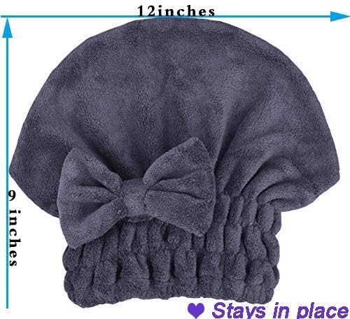 Microfiber Hair Drying Towels Head wrap 2-Pack with Bow-Knot Shower Cap Hair Turban hairWrap Bath Cap for Short or Curly Long & Wet Hair Gift for Women