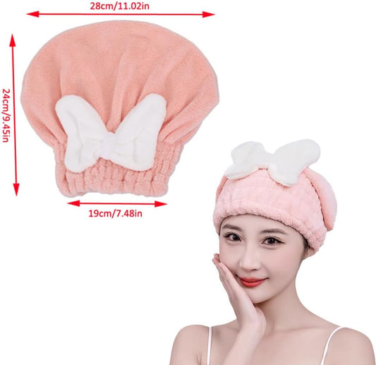 2 Pack Hair Drying Caps Microfiber Hair Towel Wrap Super Absorbent Quick Dry Turban Wet Head Hair Drying Wraps for Bathing Bath Girls Women Swim Beauty Post Shower Instead of Blow Dryers