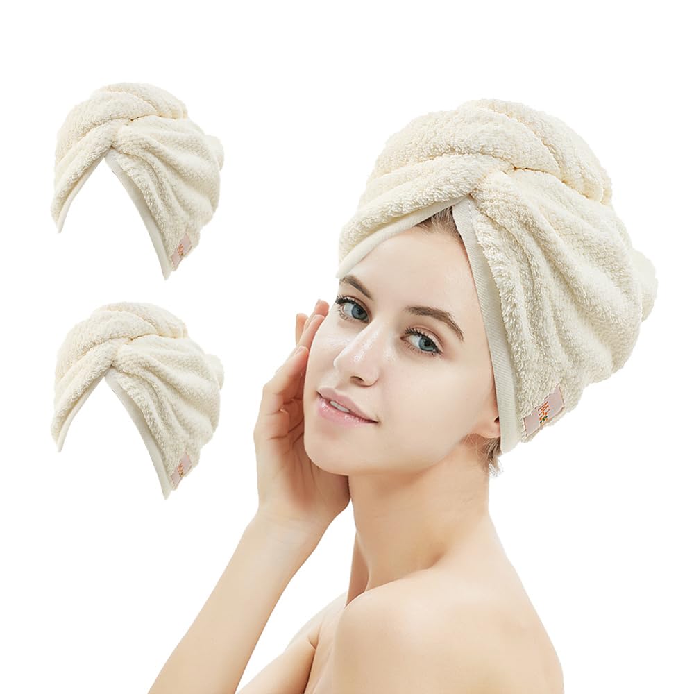M-bestl Microfiber Hair Towel Wrap to Dry Short Hair Quickly (Pink&Gray)