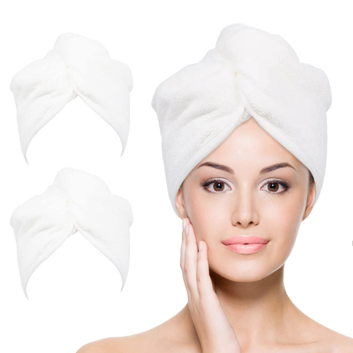 Microfiber Hair Towel Hair Wrap: 2 Pcs 10X26 Hair Dryer Women (Gray)