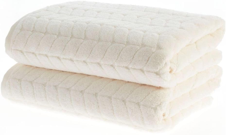 BAGNO MILANO Turkish Cotton Hand & Bath Towels - Plush, Ultra Absorbent Set (Cream, 2 pcs Bath Towel Set)