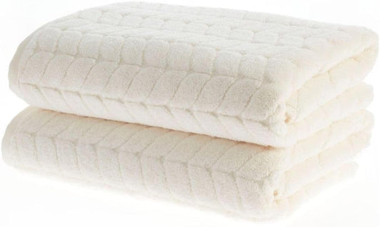 BAGNO MILANO Turkish Cotton Hand & Bath Towels - Plush, Ultra Absorbent Set (Cream, 2 pcs Bath Towel Set)