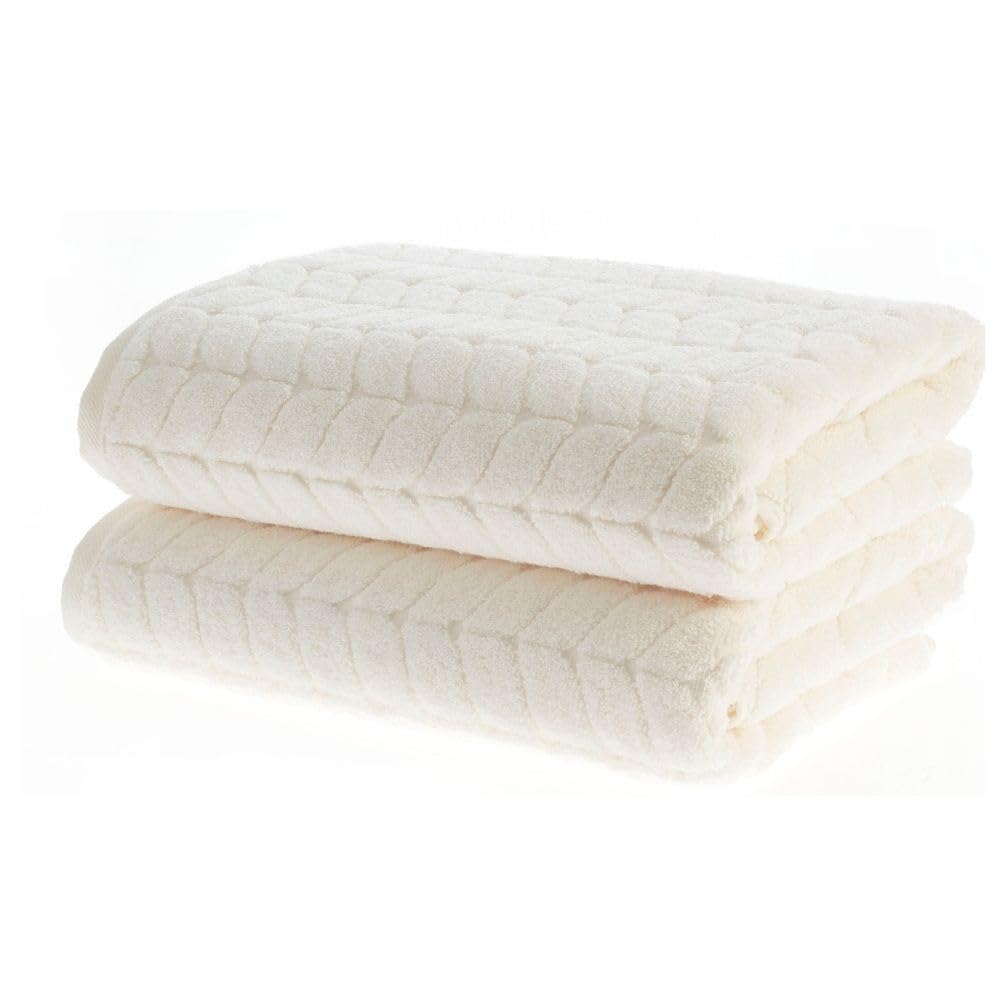 BAGNO MILANO Turkish Cotton Hand & Bath Towels - Plush, Ultra Absorbent Set (Cream, 2 pcs Bath Towel Set)