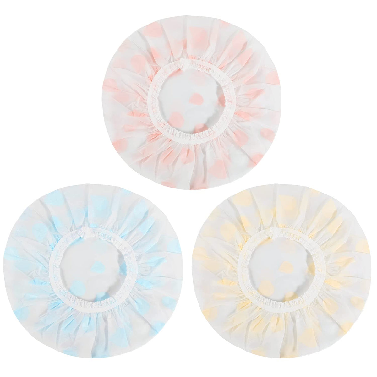 Shower Cap, 3 Pcs Waterproof Reusable Shower Caps Bath Hair Hat
