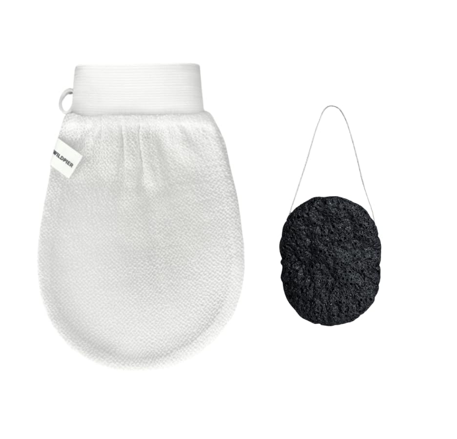 Wildpier Beauty Deep Exfoliating Glove - Biodegradable Viscose, Body Exfoliator Improves Skin Texture, Exfoliating Face Scrub Reduces Acne, Dead Skin Remover for Body, Body Scrubber Exfoliator