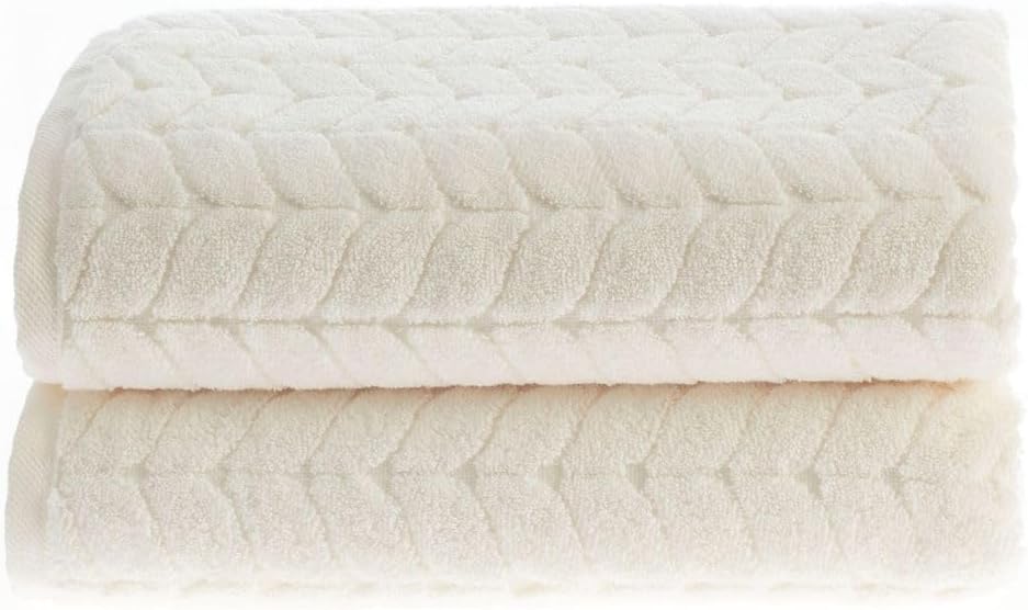 BAGNO MILANO Turkish Cotton Hand & Bath Towels - Plush, Ultra Absorbent Set (Cream, 2 pcs Bath Towel Set)