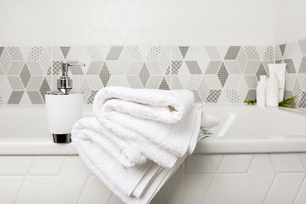 ZUPERIA White Bath Towels Bulk 12 Pack (24 x 48 Inches) - 100% Cotton Economy Light Weight Towels for Commercial Use - Quick Dry, Ultra-Soft, and Absorbent Bulk Towels