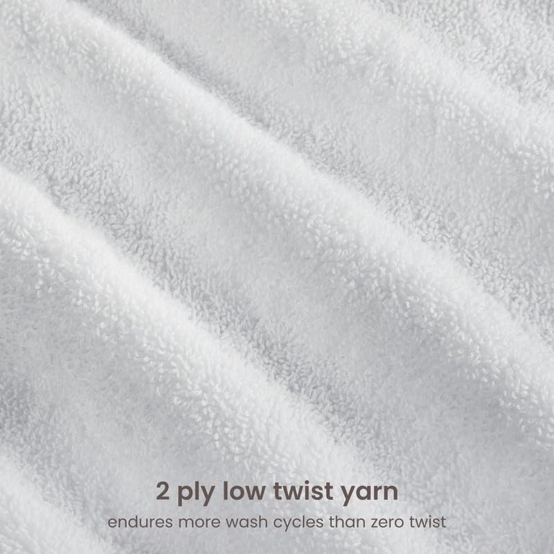 BIOWEAVES 100% Organic Cotton 700 GSM Plush Bath Towels 30" x 58" GOTS Certified - White, Pack of 2