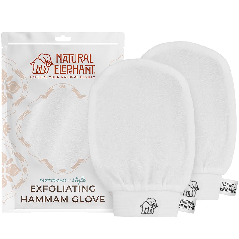 Natural Elephant Exfoliating Hammam Glove | Authentic Moroccan Kessa Body Scrub Mitt for Spa-Quality Skin Renewal | Pure Black Single