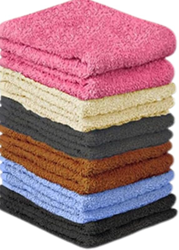 QUBA LINEN 100% Cotton Bath Towels-27x54inch - 6 Pack Shower Towels - Light Weight, Ultra Absorbent Towels for Bathroom (Multi Color)