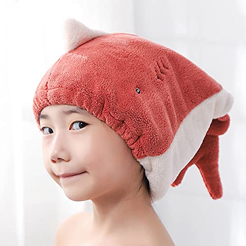 Hair Drying Towel for Kids Girls, Cute Cartoon Absorbent Quick Drying Bath Wrap Set for Bathing, Swimming Pool, Soft Microfiber Cap for Curly Long & Wet Hair, Yellow Towel