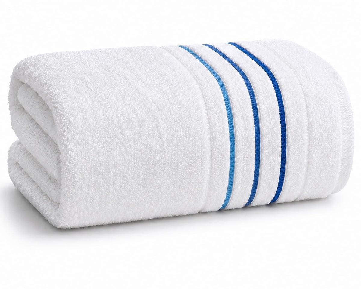 Bath Towels Set for Bathroom – Luxury 6-Piece Cotton Towels, Soft Absorbent & Quick Dry, 600 GSM Bath Towels for Bathroom, Hotel Spa Quality (White/Grey, 6- Bath Towel Set)