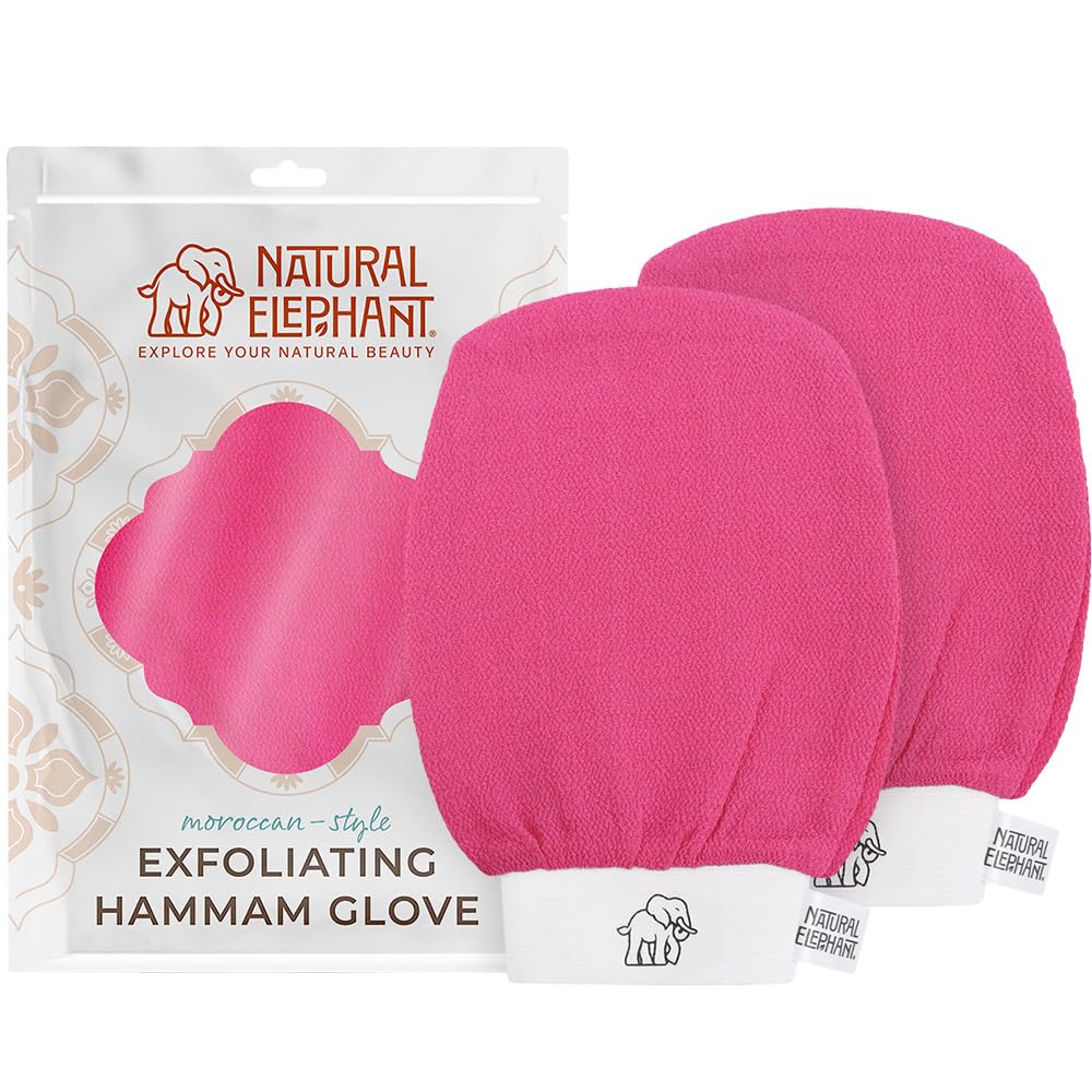 Natural Elephant Exfoliating Hammam Glove | Authentic Moroccan Kessa Body Scrub Mitt for Spa-Quality Skin Renewal | Pure Black Single