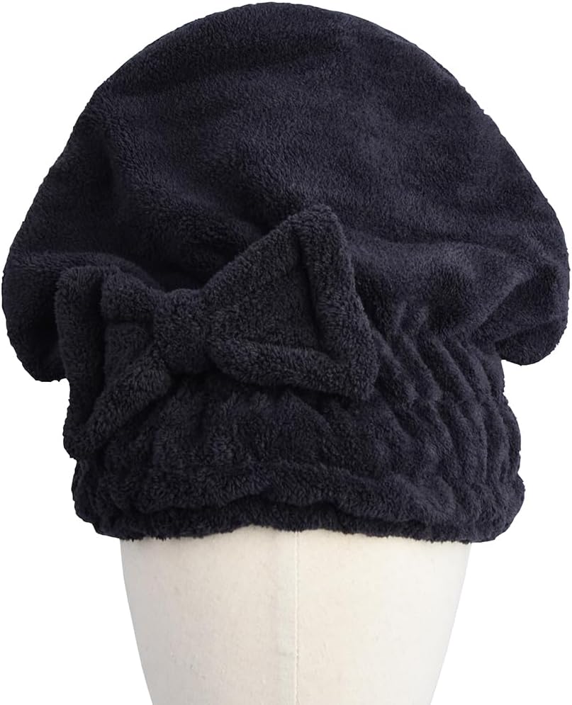 HOPESHINE Microfiber Hair Towel Cap for Women Wet Short or Long Curly Hair Super Absorbent Turbans Anti Frizz Great Gift for Women and Girls (Black, 1)