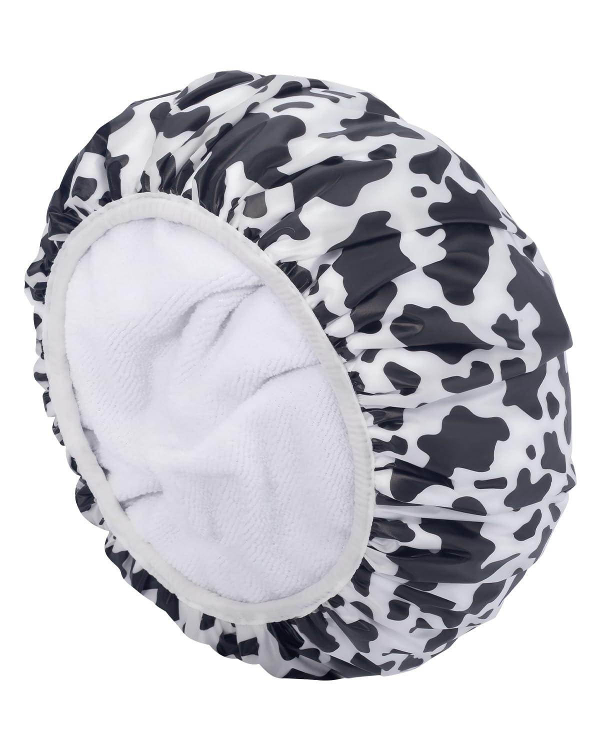 Auban Shower Cap, Shower Cap for Women Terry Cloth Lined EVA Exterior Reusable Double Layer Waterproof, Large Bath Hair Cap, Hotel Travel Essentials Accessories Cleaning Supplies(Pink)