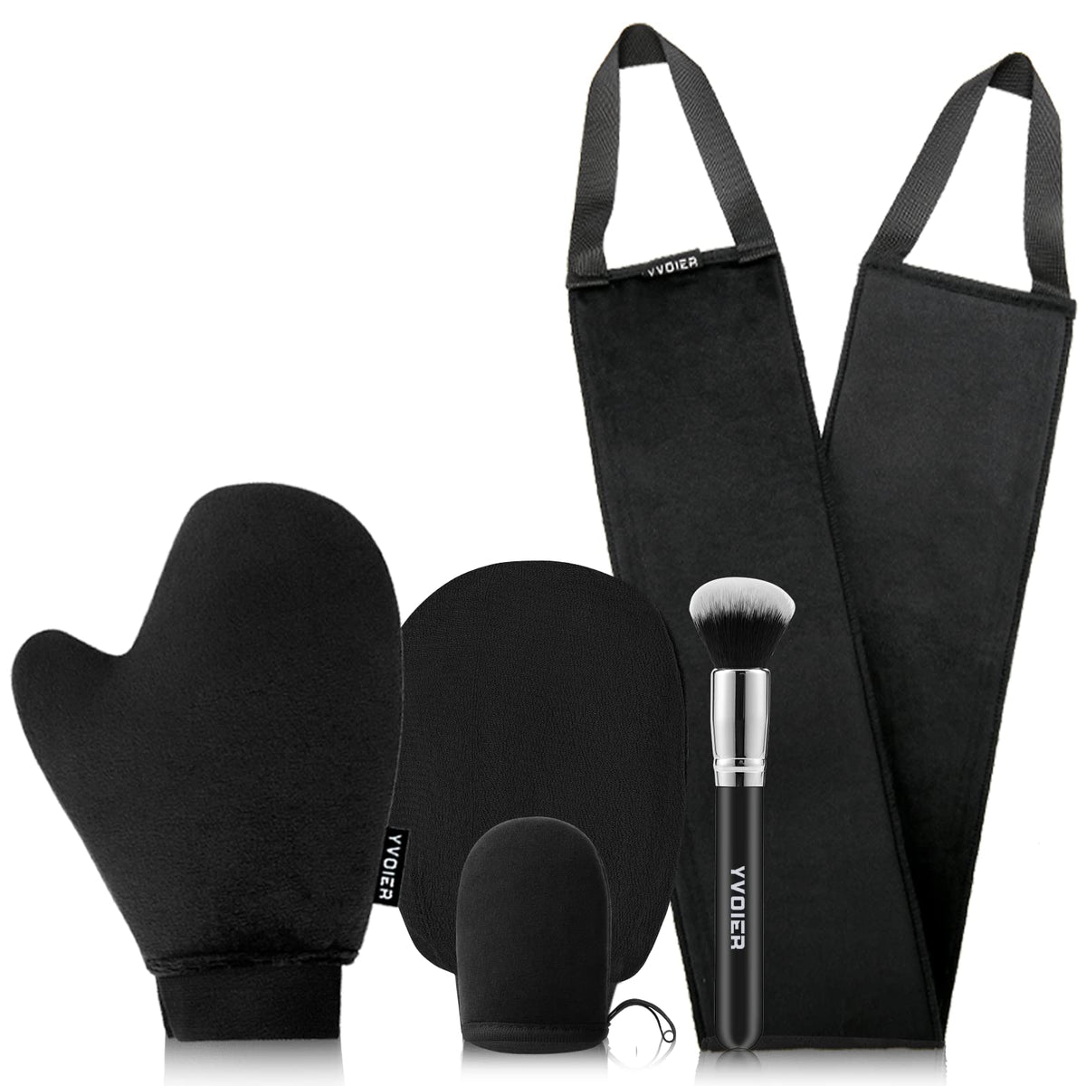 Yvoier Self Tanning Mitt Applicator Kit 4 in 1 Self Applicator Set with Exfoliating Glove,Tan Mitt Applicator, Tanning Back Lotion Applicators for Your Back,Face Mitt for Tanning Lotion, Spray, Mousse