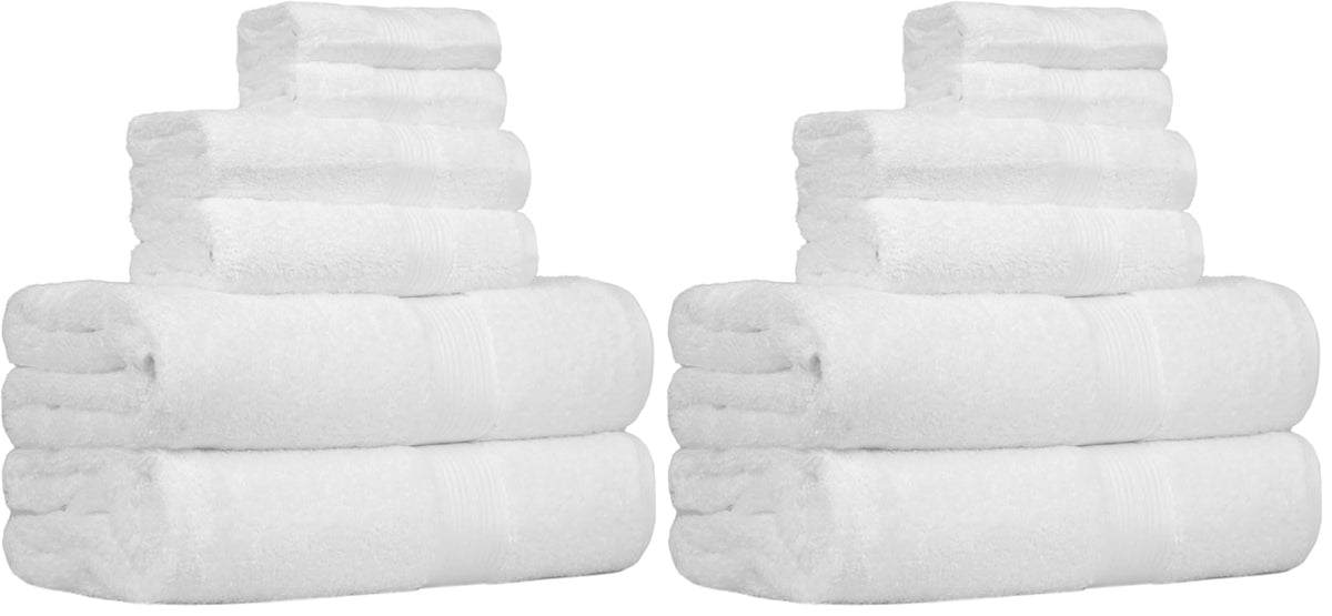 Amazon Basics 6-Piece Highly Absorbent Fade-Resistant Towel Set, 100% Cotton Towels for Bathroom, Soft, 2 Bath Towels, 2 Hand Towels, 2 Washcloths, Black