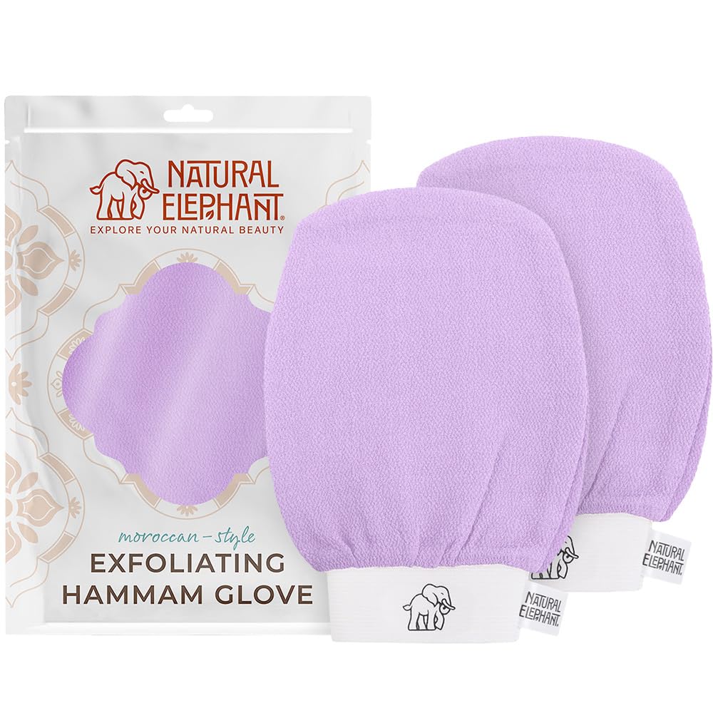 Natural Elephant Exfoliating Hammam Glove | Authentic Moroccan Kessa Body Scrub Mitt for Spa-Quality Skin Renewal | Pure Black Single