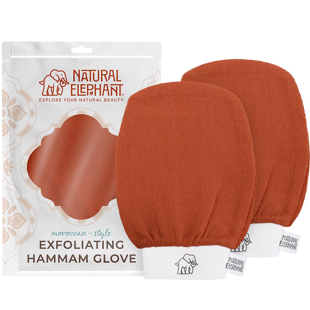 Natural Elephant Exfoliating Hammam Glove | Authentic Moroccan Kessa Body Scrub Mitt for Spa-Quality Skin Renewal | Pure Black Single