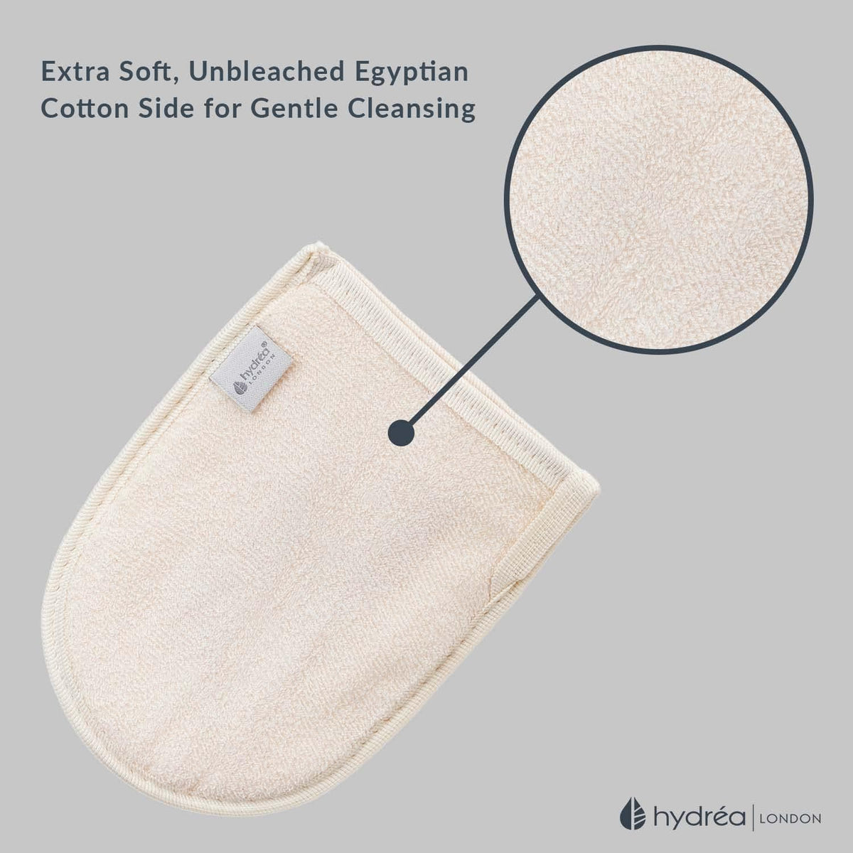 Hydrea London Exfoliating Glove - Organic Egyptian Shower Loofah & Dual-Sided Face Mitt Exfoliator - Body Scrubber for Men & Women, Dead Skin Cell Remover, & Bath Scrub for Deep Exfoliation & Detox