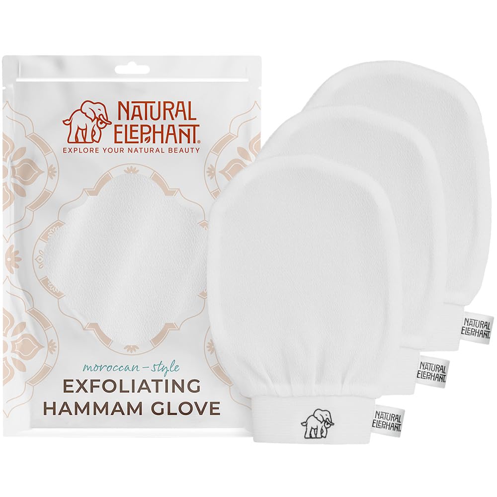Natural Elephant Exfoliating Hammam Glove | Authentic Moroccan Kessa Body Scrub Mitt for Spa-Quality Skin Renewal | Pure Black Single