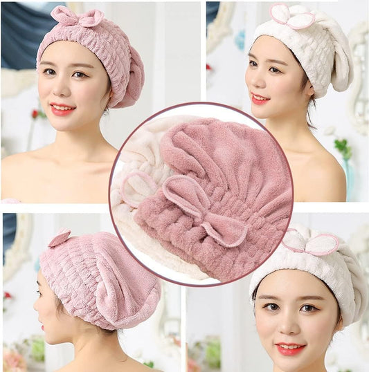 Jseng 3PC Microfiber Hair Towel Caps, Extreme Soft & Ultra Absorbent, Fast Drying Hair Drying Caps Towel Turban Wrap for Wet Hair Women