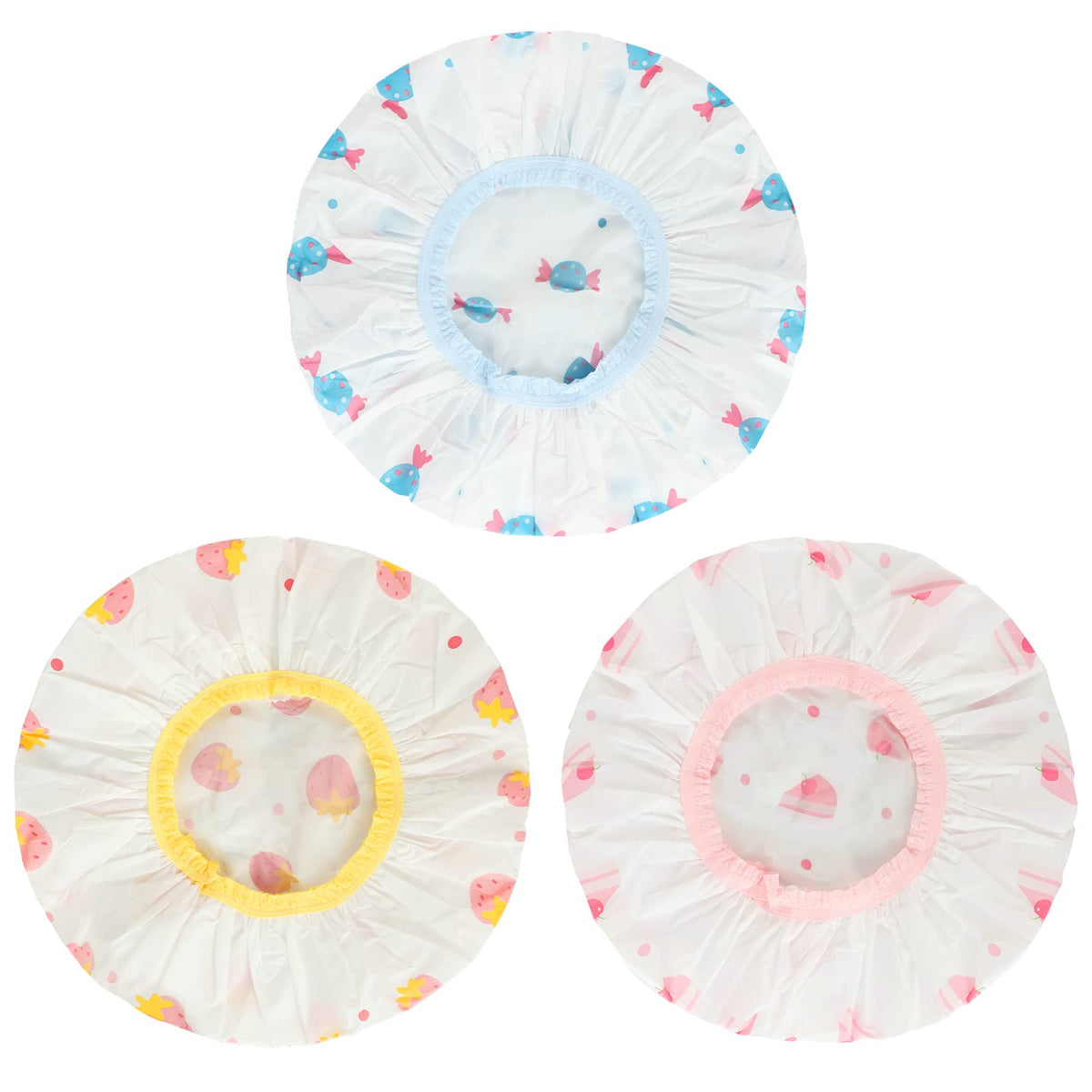 Shower Cap, 3 Pcs Waterproof Reusable Shower Caps Bath Hair Hat
