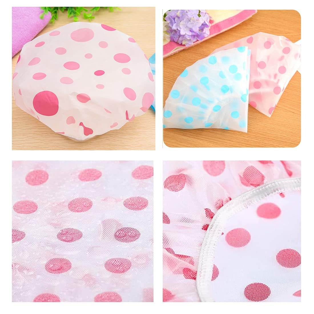 Shower Cap, 3 Pcs Waterproof Reusable Shower Caps Bath Hair Hat