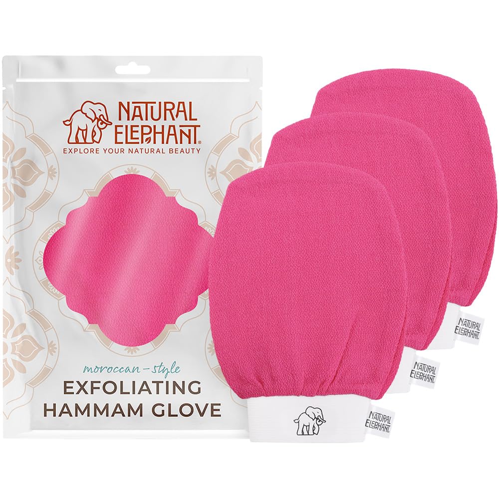 Natural Elephant Exfoliating Hammam Glove | Authentic Moroccan Kessa Body Scrub Mitt for Spa-Quality Skin Renewal | Pure Black Single