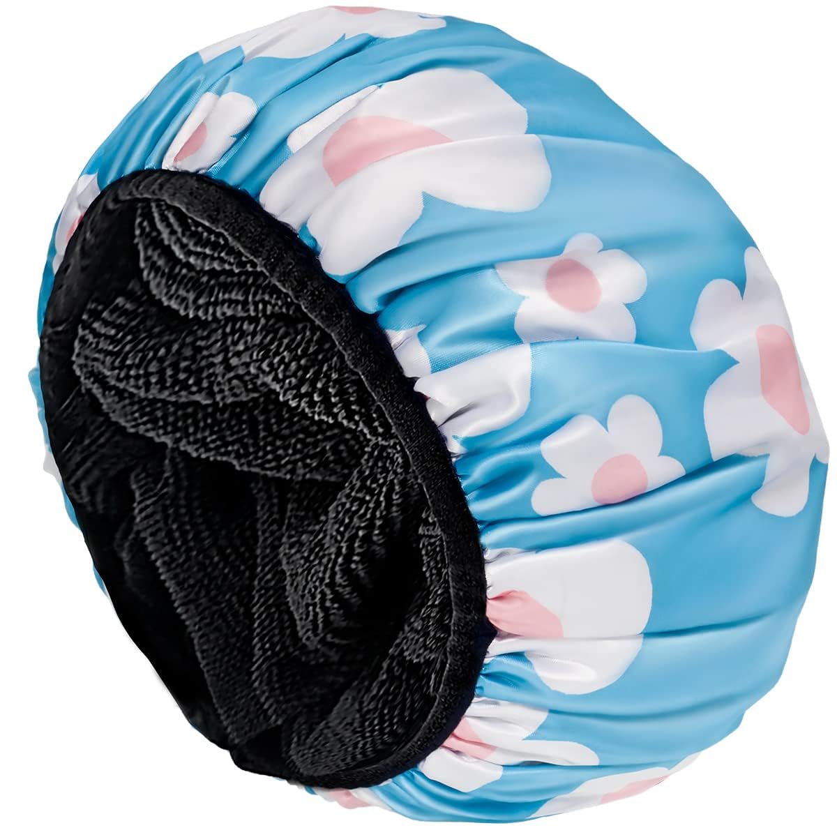 Aquior Shower Cap,Terry Lined Shower Cap for Women Reusable, Triple Layer Waterproof Bath Cap, Extra Large for Women Long Hair(Black)