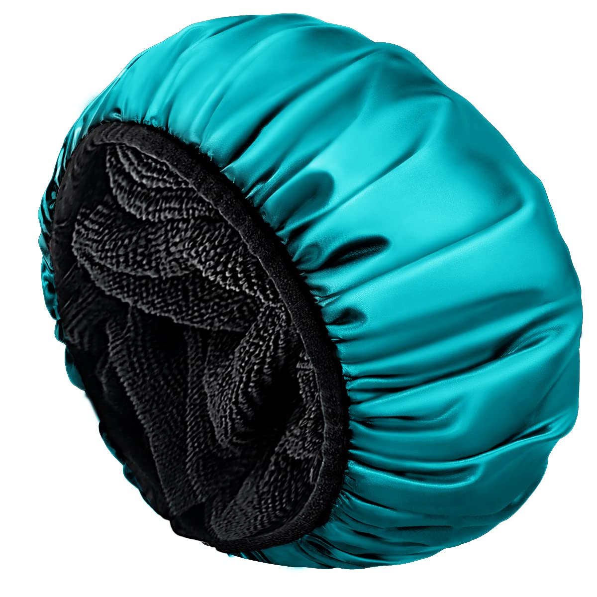 Aquior Shower Cap,Terry Lined Shower Cap for Women Reusable, Triple Layer Waterproof Bath Cap, Extra Large for Women Long Hair(Black)
