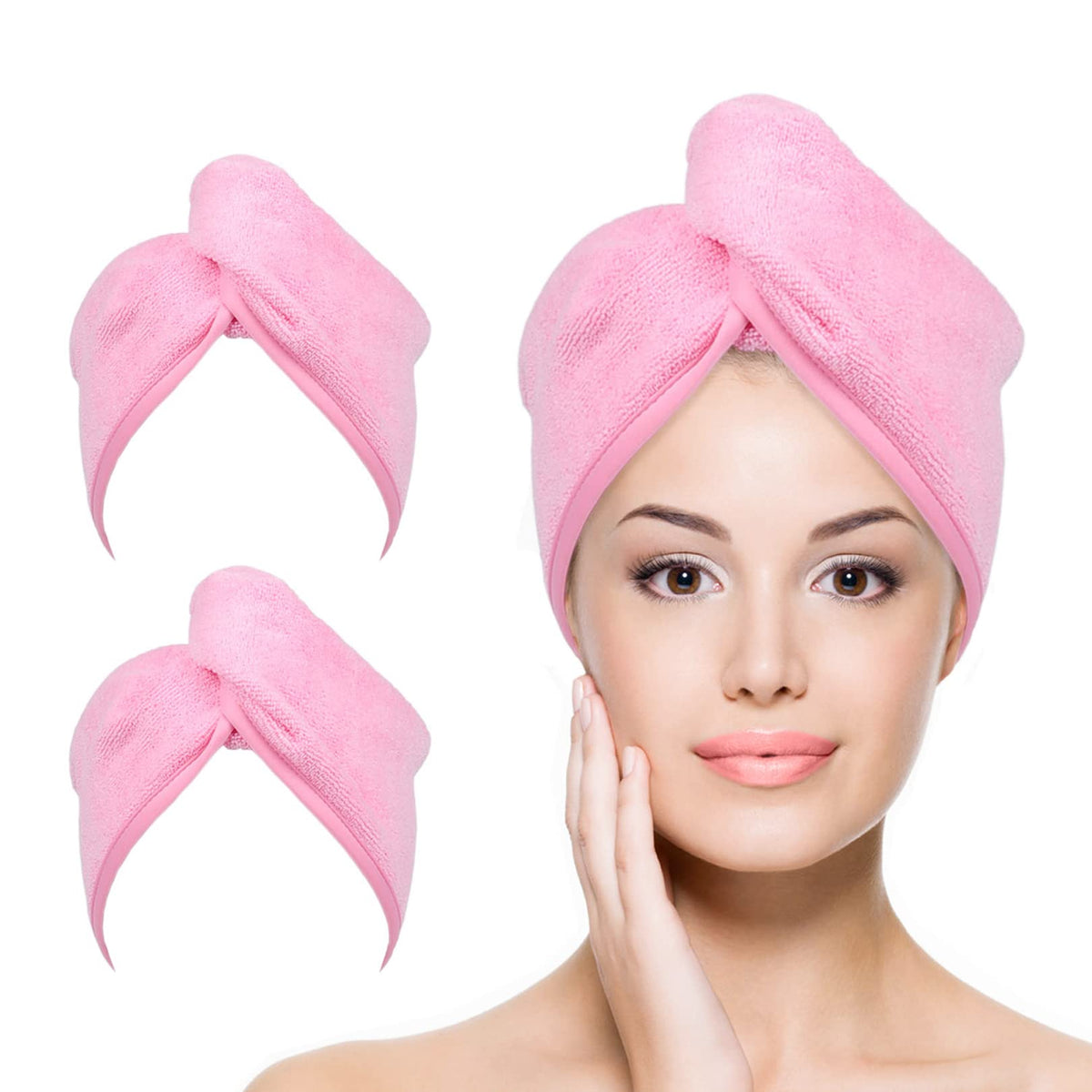 Microfiber Hair Towel Hair Wrap: 2 Pcs 10X26 Hair Dryer Women (Gray)