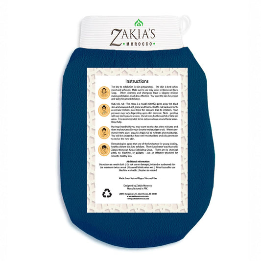 Original Kessa Exfoliating Glove - Rough Blue - Microdermabrasion exfoliating mitts, Removes unwanted dead skin, dirt and grime and Keratosis Pilaris. Great for spray tan removal.