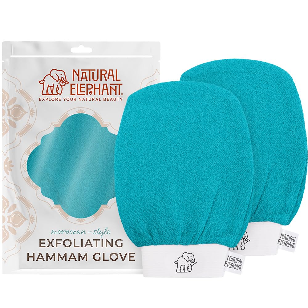Natural Elephant Exfoliating Hammam Glove | Authentic Moroccan Kessa Body Scrub Mitt for Spa-Quality Skin Renewal | Pure Black Single