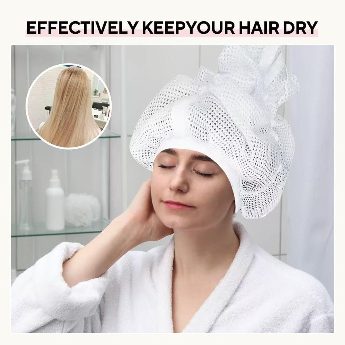 2 Pack Net Plopping Cap with Drawstring for Curly Hair Drying，Net Plopping Diffuser Cap