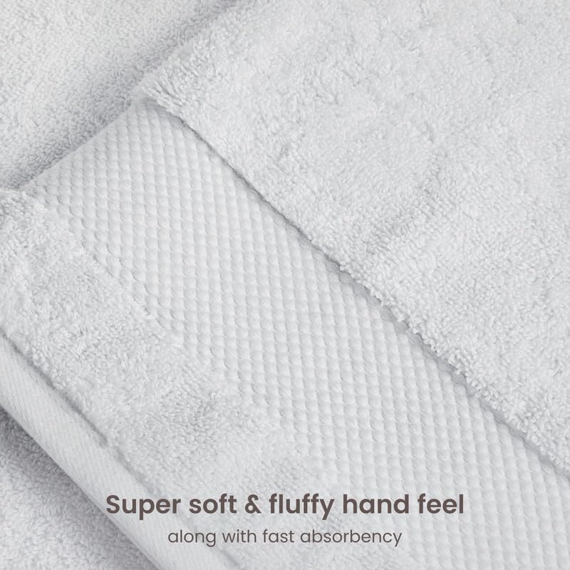 BIOWEAVES 100% Organic Cotton 700 GSM Plush Bath Towels 30" x 58" GOTS Certified - White, Pack of 2